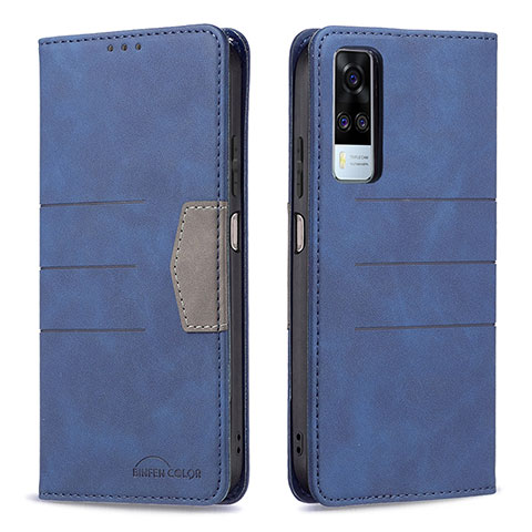 Custodia Portafoglio In Pelle Cover con Supporto B01F per Vivo Y53s NFC Blu