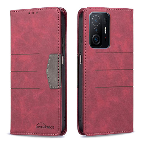 Custodia Portafoglio In Pelle Cover con Supporto B01F per Xiaomi Mi 11T Pro 5G Rosso