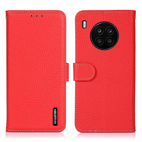 Custodia Portafoglio In Pelle Cover con Supporto B01H per Huawei Honor 50 Lite Rosso