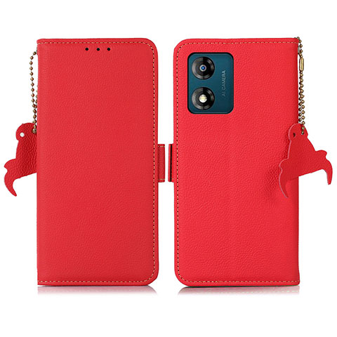 Custodia Portafoglio In Pelle Cover con Supporto B01H per Motorola Moto E13 Rosso