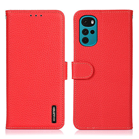 Custodia Portafoglio In Pelle Cover con Supporto B01H per Motorola Moto G22 Rosso
