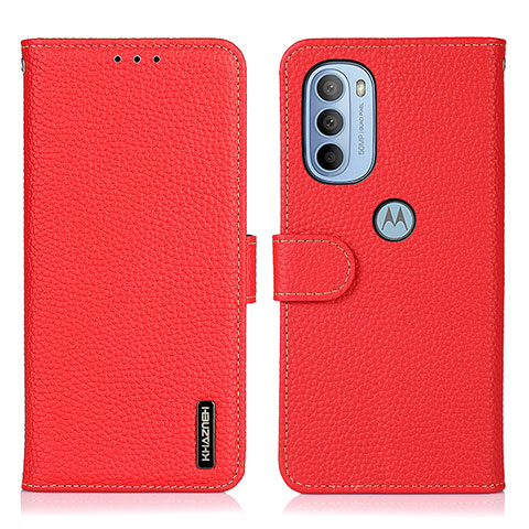 Custodia Portafoglio In Pelle Cover con Supporto B01H per Motorola Moto G41 Rosso