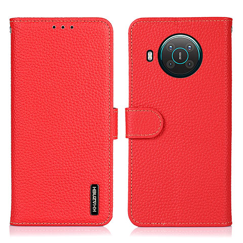 Custodia Portafoglio In Pelle Cover con Supporto B01H per Nokia X20 Rosso