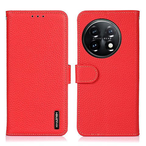 Custodia Portafoglio In Pelle Cover con Supporto B01H per OnePlus 11 5G Rosso