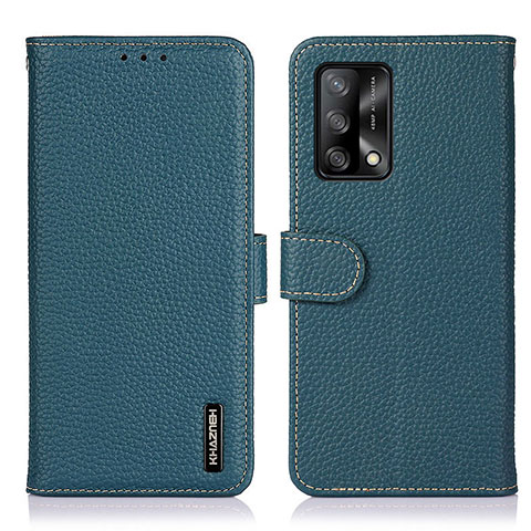 Custodia Portafoglio In Pelle Cover con Supporto B01H per Oppo F19 Verde