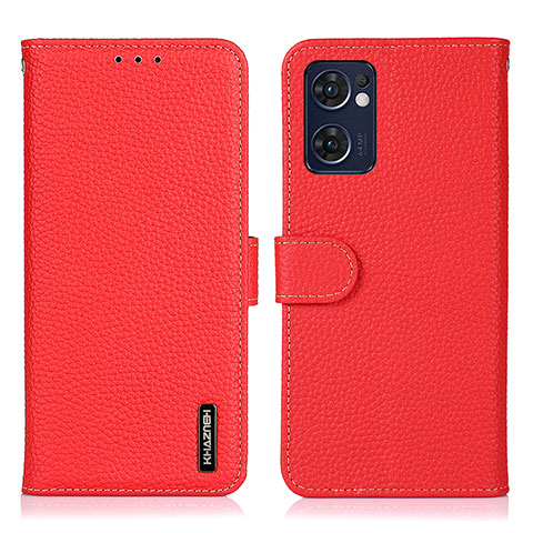 Custodia Portafoglio In Pelle Cover con Supporto B01H per Oppo Reno7 5G Rosso