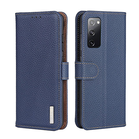 Custodia Portafoglio In Pelle Cover con Supporto B01H per Samsung Galaxy A02s Blu