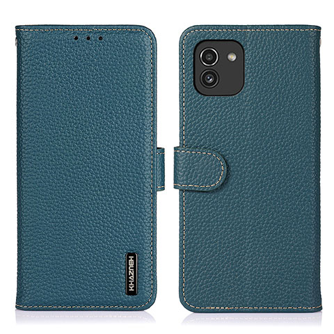 Custodia Portafoglio In Pelle Cover con Supporto B01H per Samsung Galaxy A03 Verde