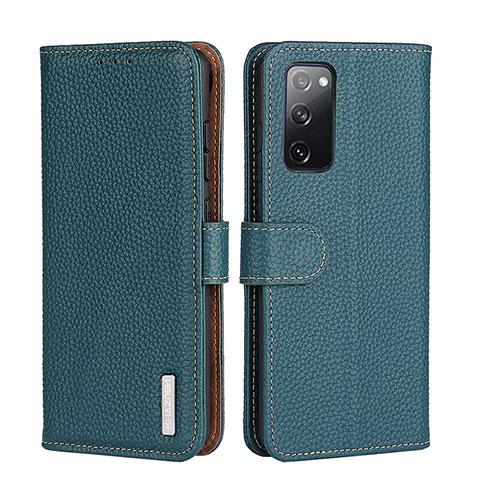Custodia Portafoglio In Pelle Cover con Supporto B01H per Samsung Galaxy A03s Verde