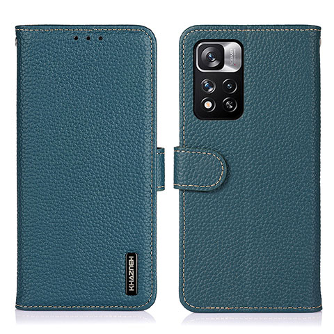 Custodia Portafoglio In Pelle Cover con Supporto B01H per Xiaomi Poco X4 NFC Verde