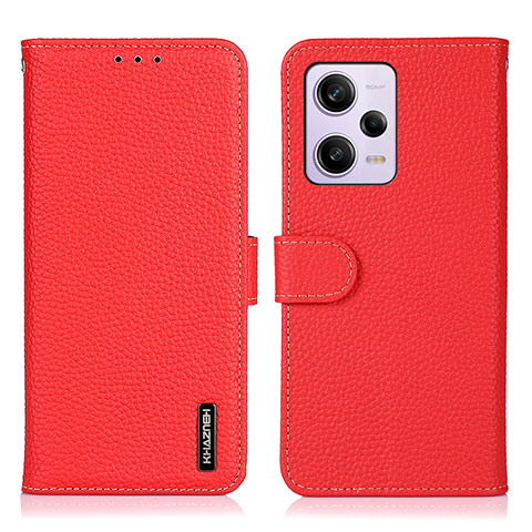 Custodia Portafoglio In Pelle Cover con Supporto B01H per Xiaomi Redmi Note 12 Pro 5G Rosso