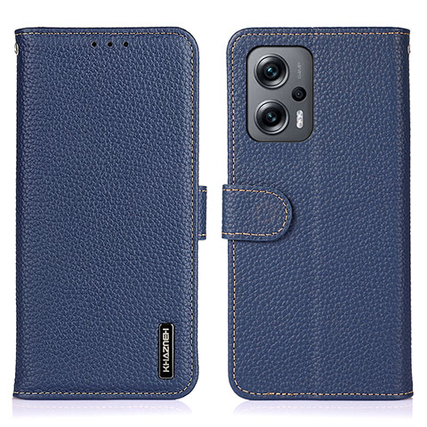 Custodia Portafoglio In Pelle Cover con Supporto B01H per Xiaomi Redmi Note 12T Pro 5G Blu