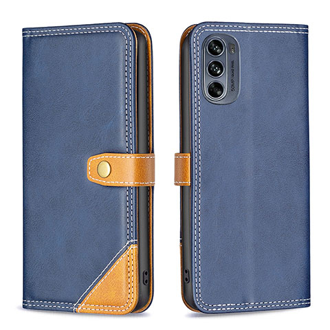 Custodia Portafoglio In Pelle Cover con Supporto B02F per Motorola Moto G62 5G Blu