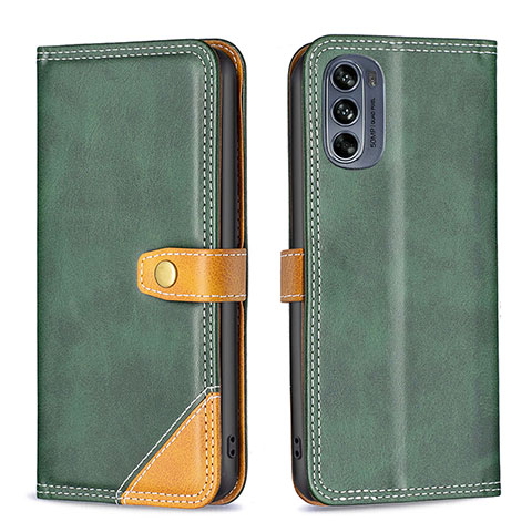 Custodia Portafoglio In Pelle Cover con Supporto B02F per Motorola Moto G62 5G Verde