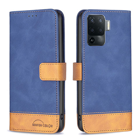 Custodia Portafoglio In Pelle Cover con Supporto B02F per Oppo F19 Pro Blu