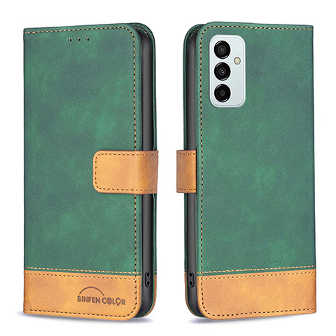 Custodia Portafoglio In Pelle Cover con Supporto B02F per Samsung Galaxy F23 5G Verde