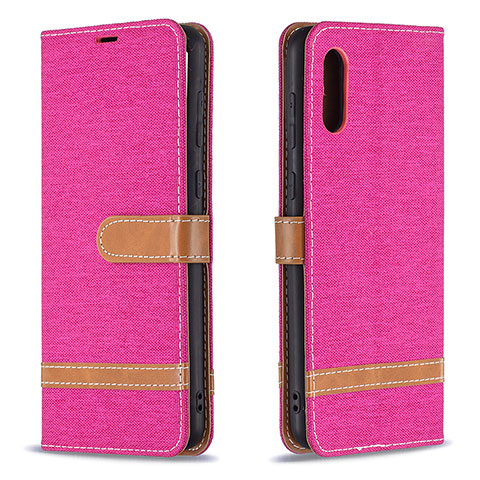Custodia Portafoglio In Pelle Cover con Supporto B02F per Samsung Galaxy M02 Rosa Caldo