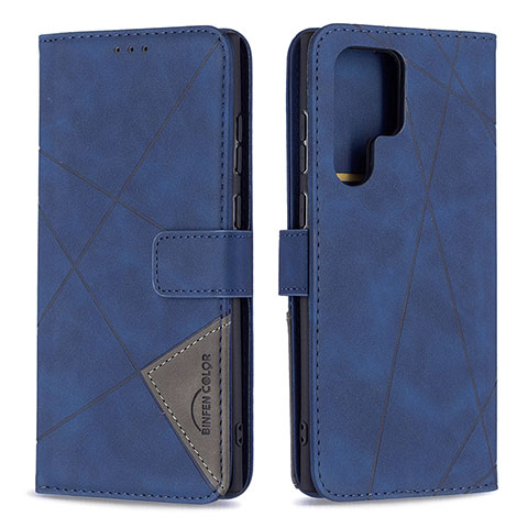 Custodia Portafoglio In Pelle Cover con Supporto B02F per Samsung Galaxy S23 Ultra 5G Blu