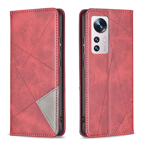 Custodia Portafoglio In Pelle Cover con Supporto B02F per Xiaomi Mi 12X 5G Rosso