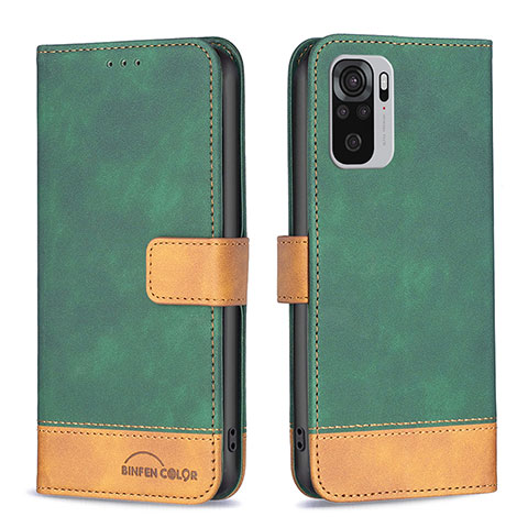 Custodia Portafoglio In Pelle Cover con Supporto B02F per Xiaomi Poco M5S Verde