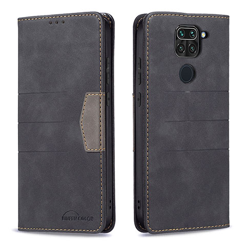 Custodia Portafoglio In Pelle Cover con Supporto B02F per Xiaomi Redmi Note 9 Nero