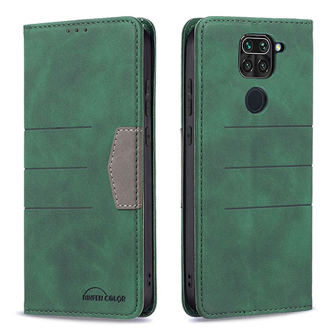 Custodia Portafoglio In Pelle Cover con Supporto B02F per Xiaomi Redmi Note 9 Verde