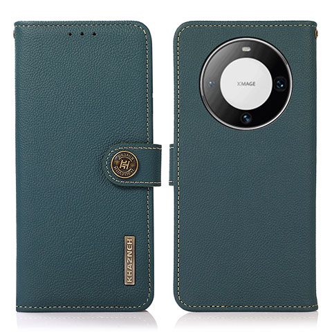 Custodia Portafoglio In Pelle Cover con Supporto B02H per Huawei Mate 60 Verde
