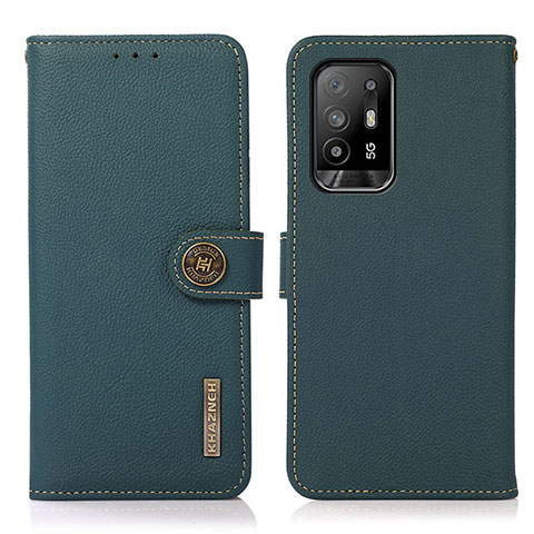 Custodia Portafoglio In Pelle Cover con Supporto B02H per Oppo F19 Pro Verde