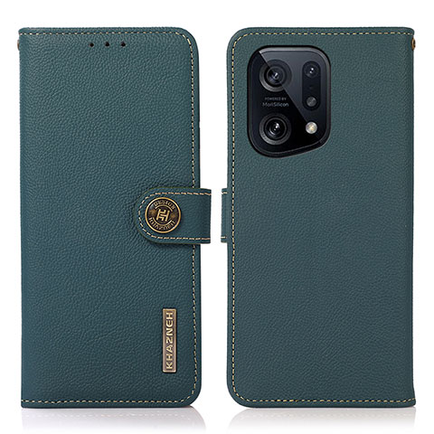 Custodia Portafoglio In Pelle Cover con Supporto B02H per Oppo Find X5 5G Verde