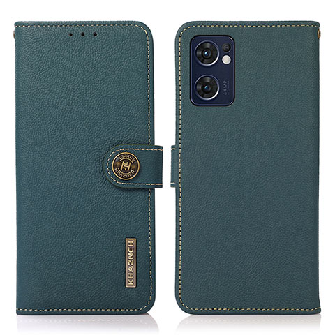 Custodia Portafoglio In Pelle Cover con Supporto B02H per Oppo Find X5 Lite 5G Verde