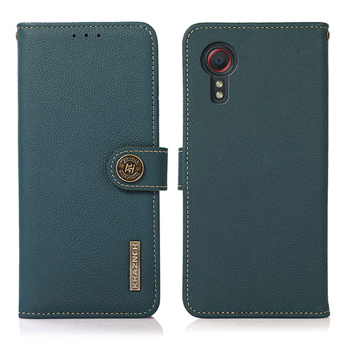 Custodia Portafoglio In Pelle Cover con Supporto B02H per Samsung Galaxy XCover 5 SM-G525F Verde