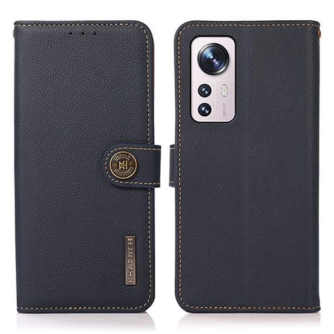 Custodia Portafoglio In Pelle Cover con Supporto B02H per Xiaomi Mi 12 Pro 5G Blu