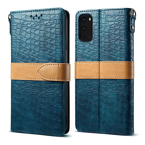 Custodia Portafoglio In Pelle Cover con Supporto B02S per Samsung Galaxy S20 5G Blu