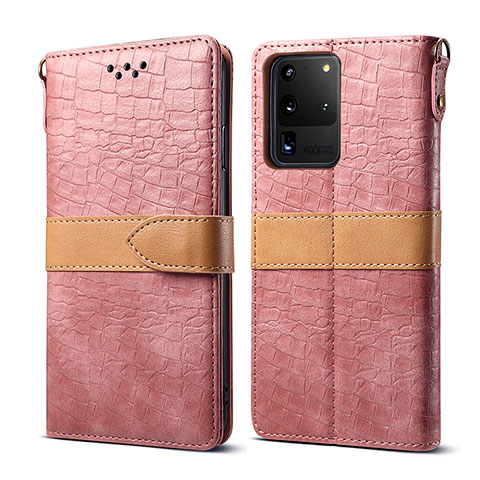 Custodia Portafoglio In Pelle Cover con Supporto B02S per Samsung Galaxy S20 Ultra Oro Rosa