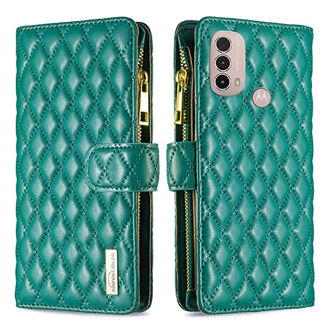 Custodia Portafoglio In Pelle Cover con Supporto B03F per Motorola Moto E20 Verde