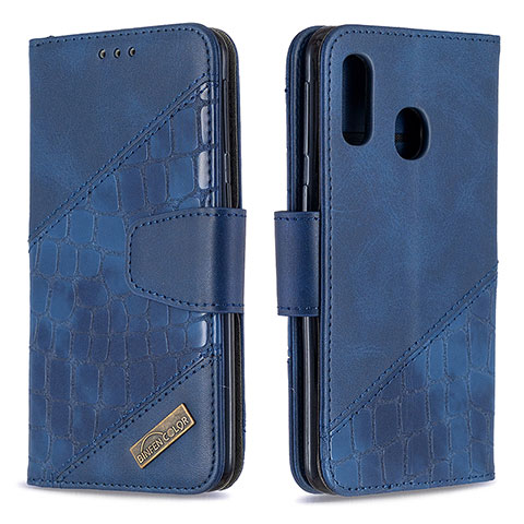 Custodia Portafoglio In Pelle Cover con Supporto B03F per Samsung Galaxy A40 Blu