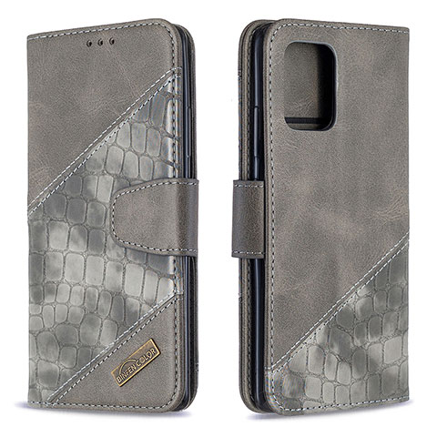 Custodia Portafoglio In Pelle Cover con Supporto B03F per Samsung Galaxy A91 Grigio Scuro