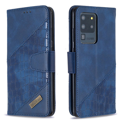 Custodia Portafoglio In Pelle Cover con Supporto B03F per Samsung Galaxy S20 Ultra 5G Blu