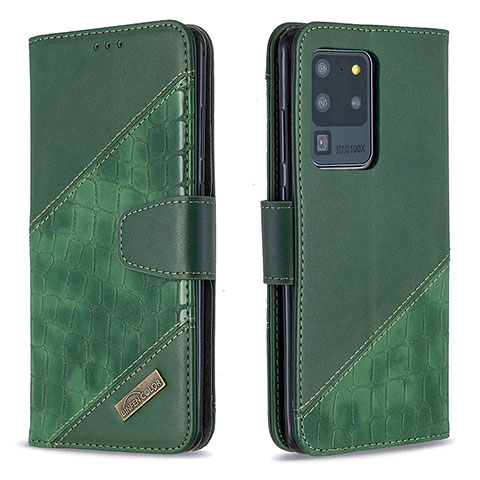Custodia Portafoglio In Pelle Cover con Supporto B03F per Samsung Galaxy S20 Ultra 5G Verde