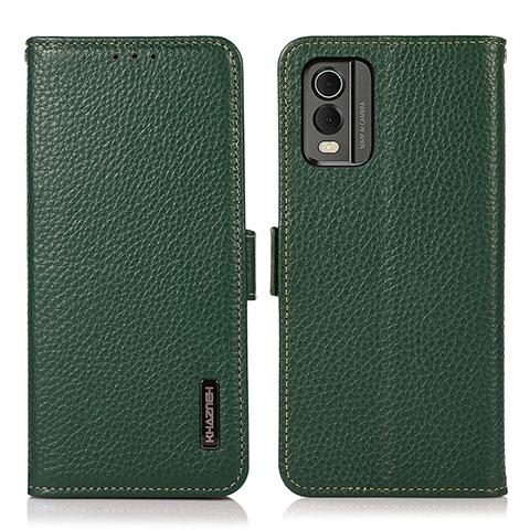 Custodia Portafoglio In Pelle Cover con Supporto B03H per Nokia C32 Verde