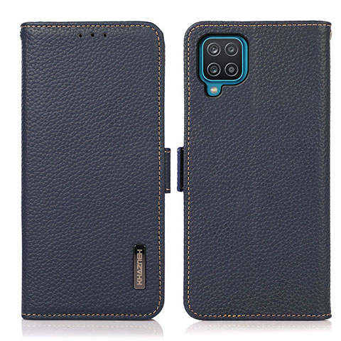 Custodia Portafoglio In Pelle Cover con Supporto B03H per Samsung Galaxy M12 Blu