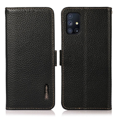 Custodia Portafoglio In Pelle Cover con Supporto B03H per Samsung Galaxy M51 Nero
