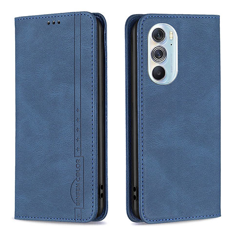 Custodia Portafoglio In Pelle Cover con Supporto B04F per Motorola Moto Edge Plus (2022) 5G Blu