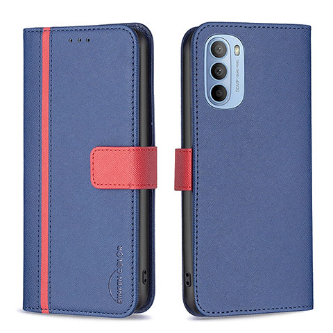 Custodia Portafoglio In Pelle Cover con Supporto B04F per Motorola Moto G41 Blu