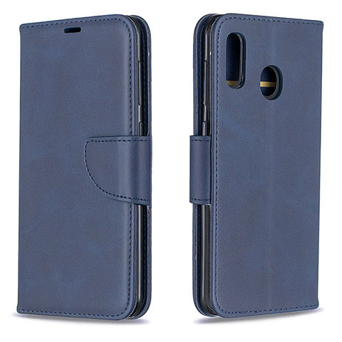 Custodia Portafoglio In Pelle Cover con Supporto B04F per Samsung Galaxy M10S Blu