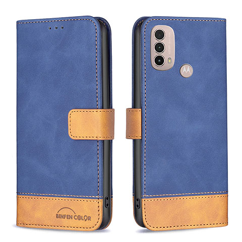 Custodia Portafoglio In Pelle Cover con Supporto B05F per Motorola Moto E30 Blu