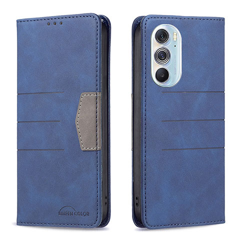 Custodia Portafoglio In Pelle Cover con Supporto B05F per Motorola Moto Edge Plus (2022) 5G Blu