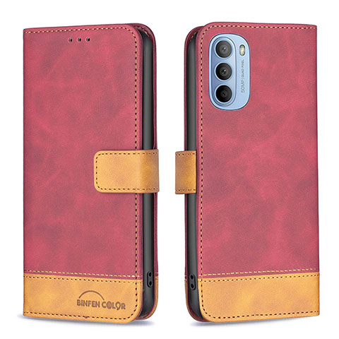 Custodia Portafoglio In Pelle Cover con Supporto B05F per Motorola Moto G31 Rosso