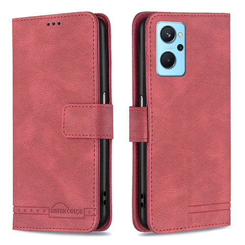 Custodia Portafoglio In Pelle Cover con Supporto B05F per Oppo A96 4G Rosso