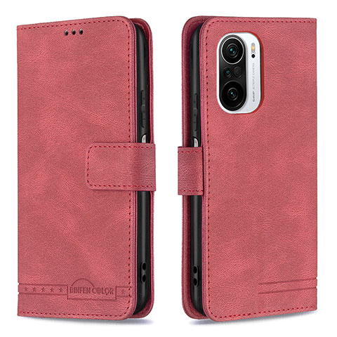 Custodia Portafoglio In Pelle Cover con Supporto B05F per Xiaomi Mi 11i 5G Rosso